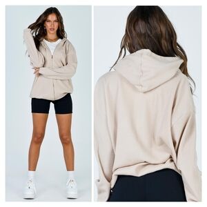 Princess Polly Audrey Oversized Zip Up Waffle Hoodie Size 4